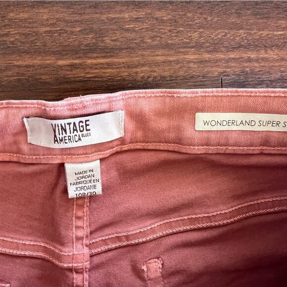 Vintage America Blues Jeans Size 10 Coral Peach Skinny Stretch Denim Pants - Picture 3 of 4